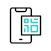 Icon of a smartphone with a QR code in front of the screen, suggesting scanning or displaying a QR code on the device.
